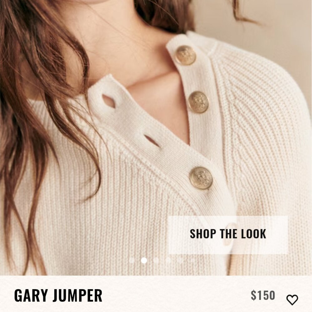 Cream Button-Shoulder Ribbed Sweater - Picture 3 of 9